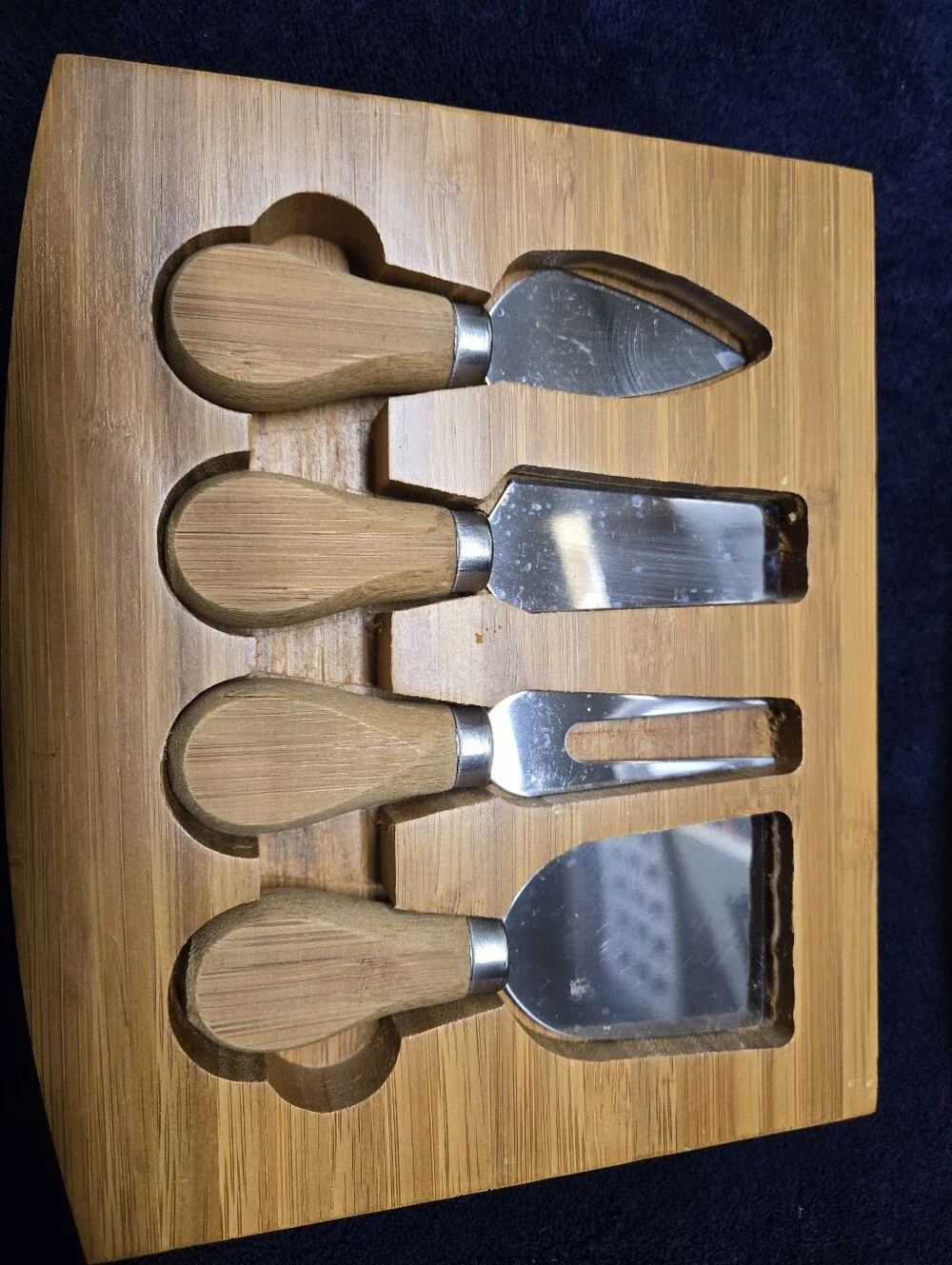 Bamboo and White Marble Cheese Board Set with Knives